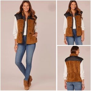 Democracy Womens Stand Collar Zip Front Toggle Waist Knit Vest With Ties Size S